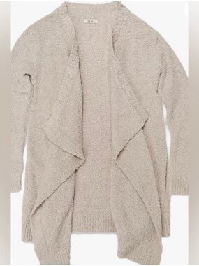 UGG Plush Open-Front Draped Cardigan in Light Taupe OVERSIZED